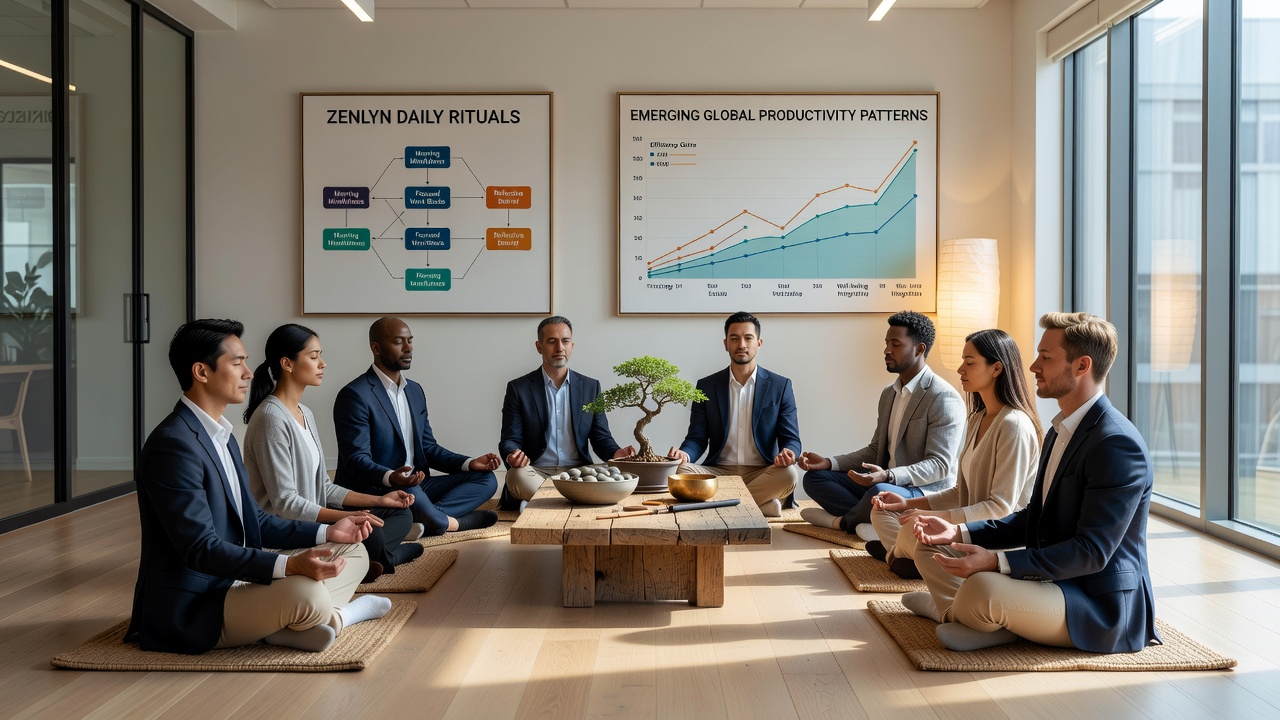 Group engaged in a midday transition interval during a Zenlyn-inspired work session